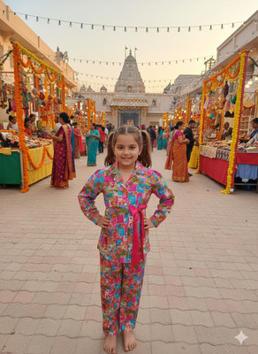 Rangi Saga Girls Casual Top Pant(Pink)