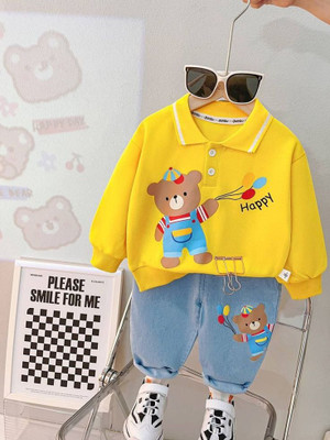 Stylplace Boys Casual T-shirt Jeans(yellow)