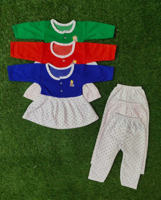 Ajesh Creation Baby Girls Casual Top Pyjama(Blue, Red, Green)