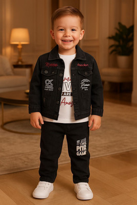 PLAYFULL Boys Casual Jacket T-shirt(black)