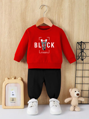 RetroTees Baby Boys & Baby Girls Casual T-shirt Track Pants(Red)