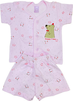 smilykid Baby Boys & Baby Girls Casual T-shirt Shorts(Pink)