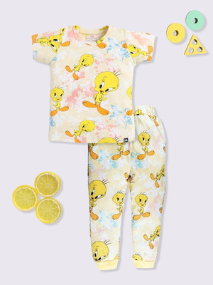 YK X Minute Mirth Girls Casual T-shirt Pant(Yellow)
