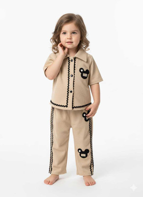 Zudi Baby Girls Disney Princess Casual Shirt Pant(BEIGH COLOUR)
