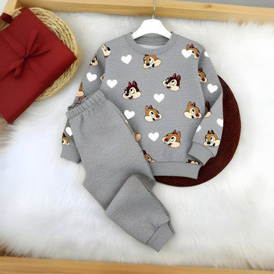 FASTCRY Boys & Girls Mickey Casual Sweatshirt Pant(Grey)