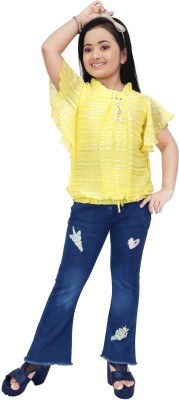 Afiah Fashion Baby Girls Casual Top Jeans(Yellow)