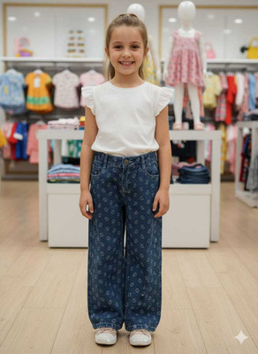 Silakaari Girls Casual Jeans Top(White-Blue)