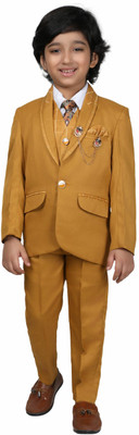DKGF FASHION Boys Party(Festive) Coat Pant(Mustard)