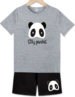 HouseOfCommon Baby Boys & Baby Girls Casual T-shirt Shorts(GREY)
