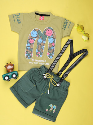 V-MART Baby Boys Casual T-shirt Shorts(Green)