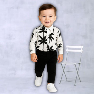 menvy Baby Boys Party(Festive) Shirt Pant(WHITE FLOWSOME PATTERN)