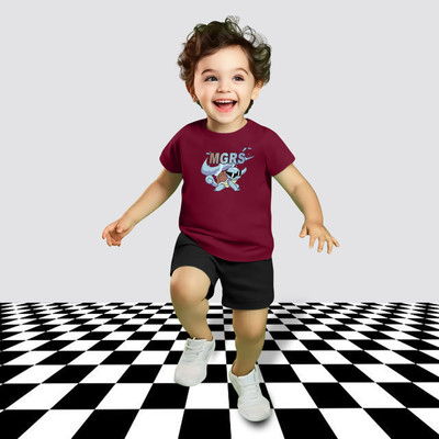 Mitansh Baby Boys & Baby Girls Casual T-shirt Shorts(Maroon)