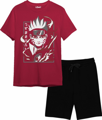 Litway Boys Casual T-shirt Shorts(Maroon)