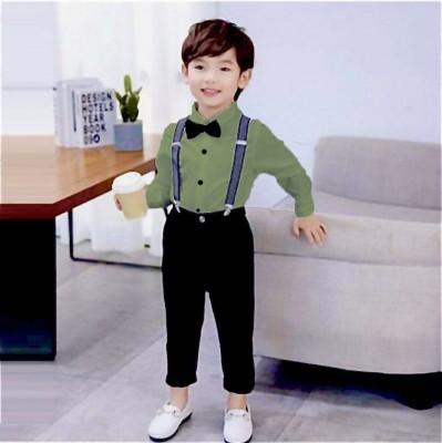 KRIYU CREATION Boys Party(Festive) Shirt Pant(Green)