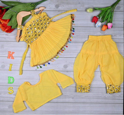 STUMBLE FASHION Baby Girls Party(Festive) Kurta Pant(Yellow)