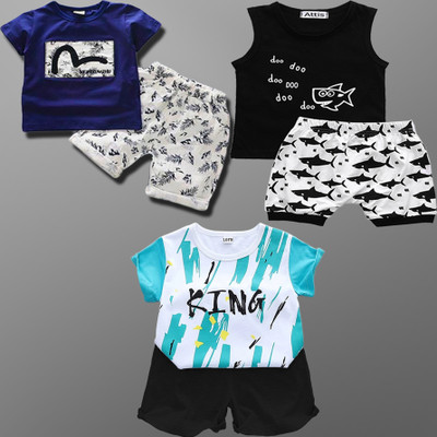 Lofn Baby Boys & Baby Girls Casual T-shirt Shorts(Multi)