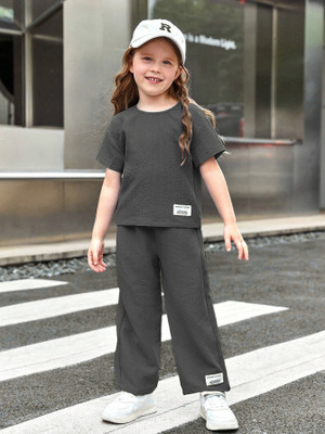 PAGHDAL BROTHERS Girls Casual T-shirt Pant(Black)