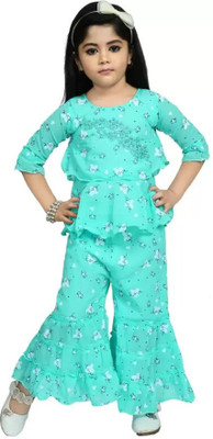 NFC FASHIONS Girls Party(Festive) Top Trouser(Green)