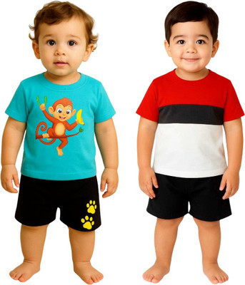 SEGRO Baby Boys & Baby Girls Casual T-shirt Shorts(MINT, RED)