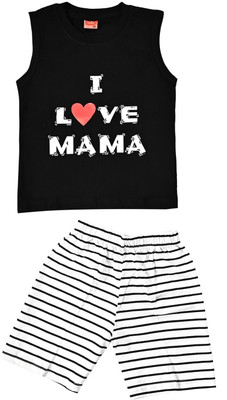 PURPLEINDIA Baby Boys & Baby Girls Casual T-shirt Shorts(WHITE)