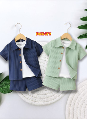funky Baby Boys & Baby Girls Casual Shirt Shorts(BLUE+PISTA)