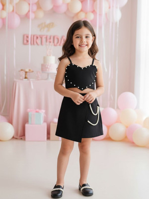 ADDYVERO Girls Party(Festive) Top Skirt(Eerie black)