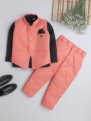 Fourfolds Boys Party(Festive) Shirt Trouser, Waistcoat(Pink)