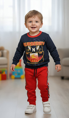 SHOPPINGGALAXY Baby Boys & Baby Girls Casual Sweatshirt Track Pants(REDBLK)