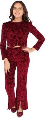 Cutecumber Girls Casual Top Trouser(Maroon)