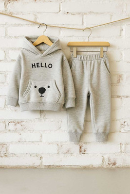 Kwikk Baby Boys & Baby Girls Casual Sweatshirt Track Pants(Grey)