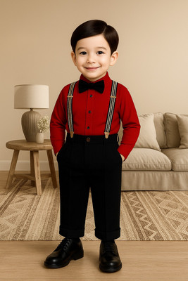 Bleckz Someck Boys Party(Festive) Shirt Pant(Red)