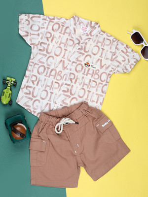V-MART Baby Boys Casual Shirt Shorts(Peach)