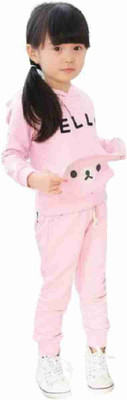 dhairyatraders Baby Boys & Baby Girls Casual T-shirt Track Suit(pink)