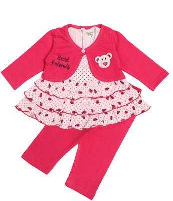 NammaBaby Baby Girls Casual Dress Pyjama(Pink)