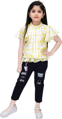 ROUNAK CREATION Girls Casual Capri Tunic(LEMON)
