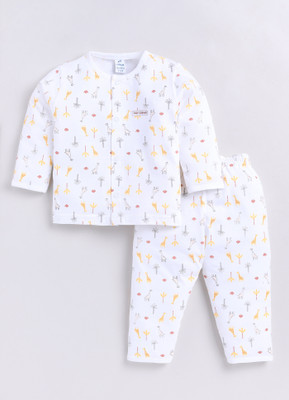 Dollar Baby Boys Printed White Shirt & Pyjama set