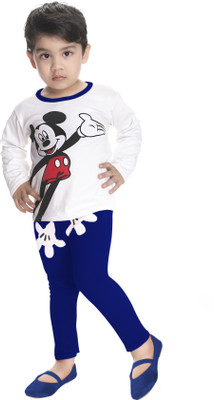 new gen Baby Boys & Baby Girls Mickey Casual T-shirt Pant(Blue)