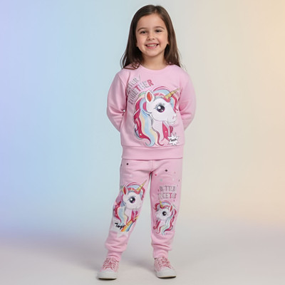 4 YOU Baby Girls Party(Festive) T-shirt Trouser(Pink)