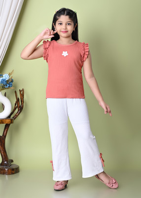 N N GARMENT Girls Party(Festive) Top Trouser(PEACH)