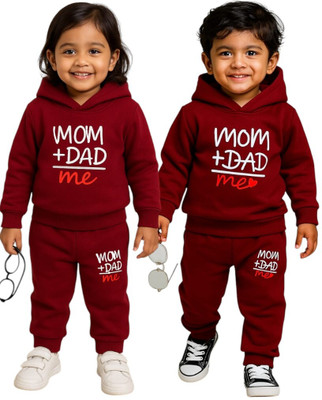 KicoCart Baby Boys & Baby Girls Casual T-shirt Pyjama(Maroon)