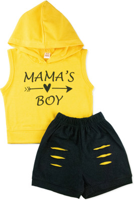High Street Clothing co Boys Casual T-shirt Shorts(YELLOW)