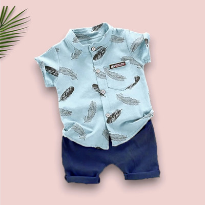 KidVidas Baby Boys & Baby Girls Casual Shirt Shorts(MORPANKH_SKY_BLUE)