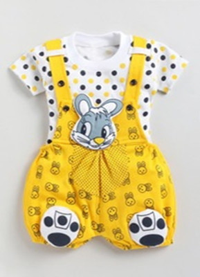 VILLATA FASHION Boys & Girls Casual T-shirt Dungaree(YELLOW)