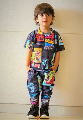 Sagar Impex Boys Party(Festive) T-shirt Pant(BLACK)
