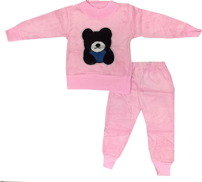 Fly Step Baby Boys & Baby Girls Casual Sweatshirt Sweatpant(Pink)