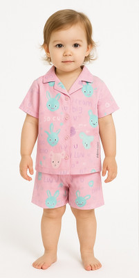 dhairyatraders Baby Boys & Baby Girls Casual Shirt Shorts(Pink)