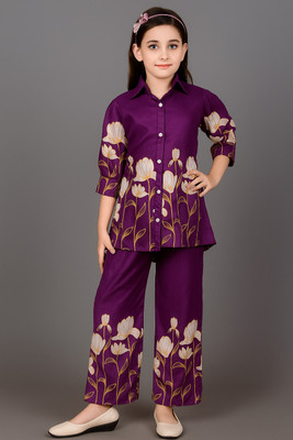 SAIM Baby Girls Party(Festive) Shirt Pant(PURPLE)