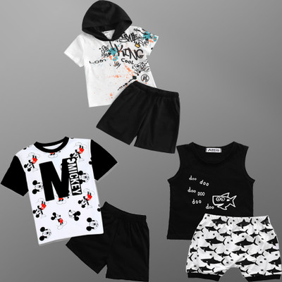 Lofn Baby Boys & Baby Girls Casual T-shirt Shorts(Multi)