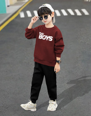 LGGARMENTS Boys Casual T-shirt Track Pants(Maroon_6)