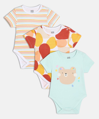 MINI KLUB Romper For Baby Boys Casual Printed Pure Cotton(Multicolor, Pack of 3)